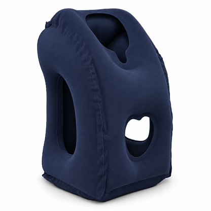 RESTGO inflatable travel pillow in blue on a white background