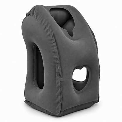 RESTGO inflatable travel pillow in grey on a white background